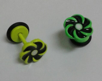 SAVE 50% CODE: '50FIRSTORDER' | Fake Starter Plugs ~ Neon Green -&/or- Neon Yellow Earrings ~ Available in Singles(1 Pc) and Pairs(2 Pcs)
