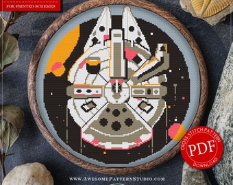 Star Wars Cross Stitch Pattern for Instant Download *P383 | Millennium Falcon Cross Stitch Pattern| Easy Cross Stitch| Counted Cross Stitch