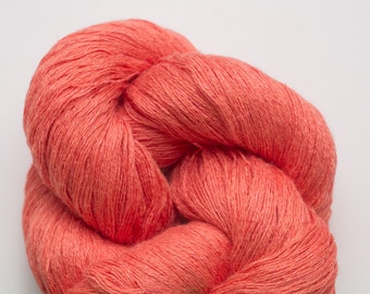 Salmon Linen Blend Recycled Lace Weight Recycled Yarn, LBL00177