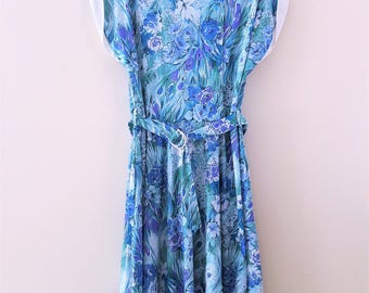 Vintage Sleeveless Retro Floral Belted Day Dress
