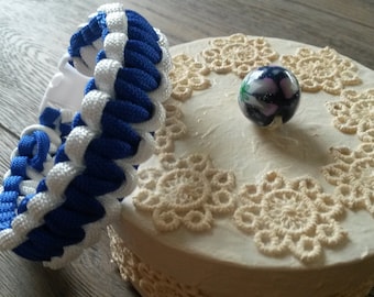Blue and white paracord bracelet