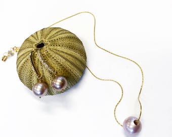 Lavender edison pearl necklace with matching earrings