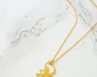 Origami koala necklace, Geometric koala necklace, Gold KOALA, Tiny koala, animals necklace, Bear necklace, Origami necklace, gift under 30