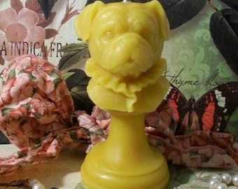 Beeswax Pug Puppy Dog Bust Candle