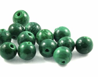 X 10 Green 12mm glass Pearl