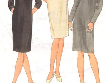 Kwik Sew 2833, Sz 8-22/XS-XL/Bust 31.5-45". Sheath Dress with back zipper w/ 3 necklines & 3 sleeve variations, Kerstin Martensson pattern