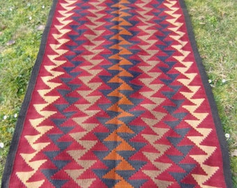 Vivid Runner Maimana kilim/rug/carpet. Natural Wool. Handwoven. 6 ft 2" x 3 ft 3". 188 x 100 cm.