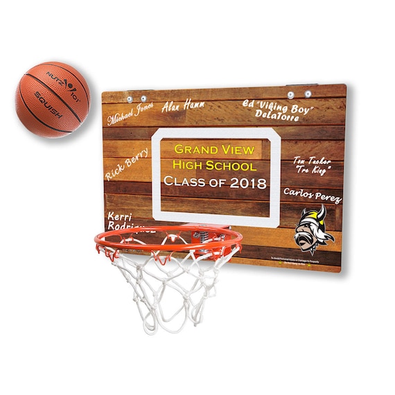 Custom-Printed (Your Logo and Text) Basketball Hoop - Classic Wood imaged Mini Basketball Hoop
