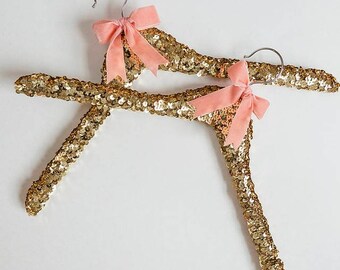 Sequin Wedding Hanger Bridesmaids Gift, glitter hanger, sparkle hanger, bridesmaid hanger, gold hanger