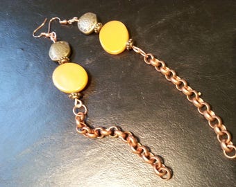 Copper chain earrings, copper dangles, drop earrings
