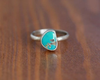Carico Lake Turquoise Ring, Sterling Silver Ring - Size US 5.25