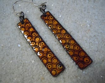 Long Golden Brown Dangle Earrings Artisan Jewelry