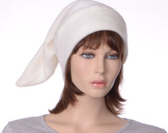 Cream Elf Cap Off White Dwarf Hat Pointy Stocking Cap for Man or Woman