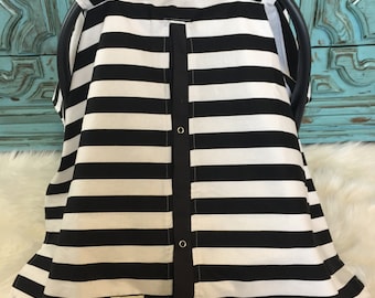 car seat canopy Black and White stripe / carseat canopy / carseat cover / car seat cover / nursing cover