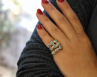 Opal Ring, Raw Opal Ring, Gold Ring, Opal,Stacking Ring, Stone ring, Raw Stone Ring, Gemstone Ring, Stackable Ring, October Birthstone.