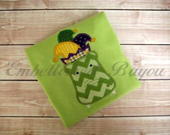Mardi Gras Jester Alligator Appliqued T-shirt