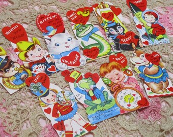 Vintage Children's Valentine Day Cards Lot-Ephemera-Mixed Media-Paper-Crafts-Scrap Booking-UNUSED-Set of 10