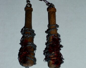 Custom Wood "Lucille" Bat Earrings The Walking Dead