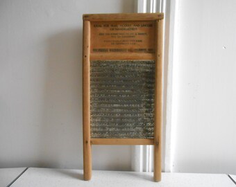 Vintage DUBL Handi Washboard Columbus Washboard Co Wood and Metal Washboard Mid Century