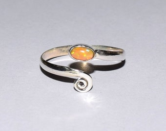 Opal Toe Ring, Toe Rings, Adjustable, 925 Sterling Silver, Band Toe Ring, Love Ring, Midi Ring, Foot Ring, Foot Jewellery