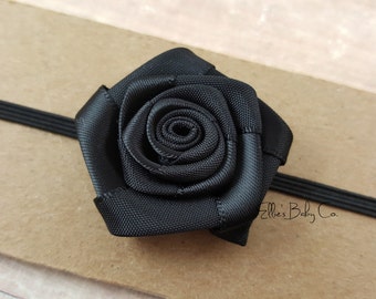 Nylon Headband/ Black Satin Headband/ One Size Headband/ Black Headband/ Baby Black Headband/ Adult Black Headband/ Baby Shower Gift