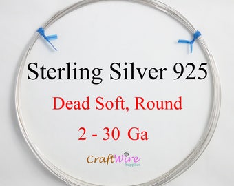925 Sterling Silver Wire, Round, Dead Soft, 2 4 6 8 10 11 12 13 14 16 17 18 19 20 21 22 24 26 28 30 Gauge, Jewelry Making, Craft Wrapping