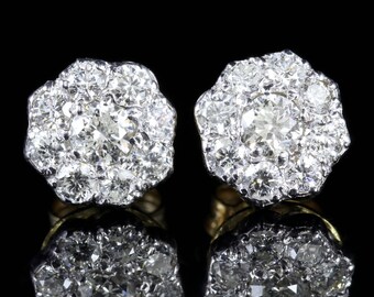 Diamond 1.25ct Cluster 18ct Gold Earrings