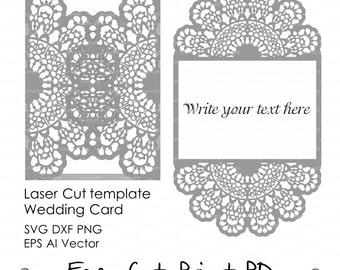 Download Lace Wedding invitation Card Template folds svg dxf dwg