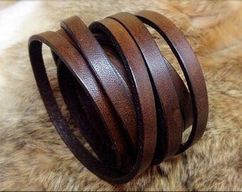 Brown leather wrap bracelet/cuff, tattoo cover, ladies/mens, Black bracelet, gift, boho bracelet - handcrafted by A9 Design