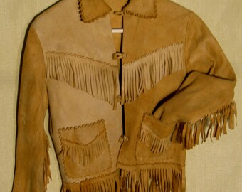 Buckskin fringe jacket / leather fringe jacket