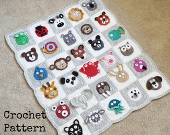 BABY BLANKET PATTERN Crochet Pattern Instant Download Pdf Tutorial - Zookeeper's Blanket - Animal Blanket Permission to Sell English Only