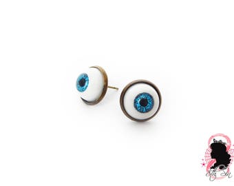 Antique Bronze Eyeball Earrings, Blue Eyeball Earrings, Brown Eyeball Earrings, Eyeball Stud Earrings, Doll Eye Earrings, Evil Eye Earrings