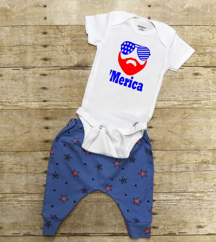 merica 4th of july outfit pants and onesie or t shirt