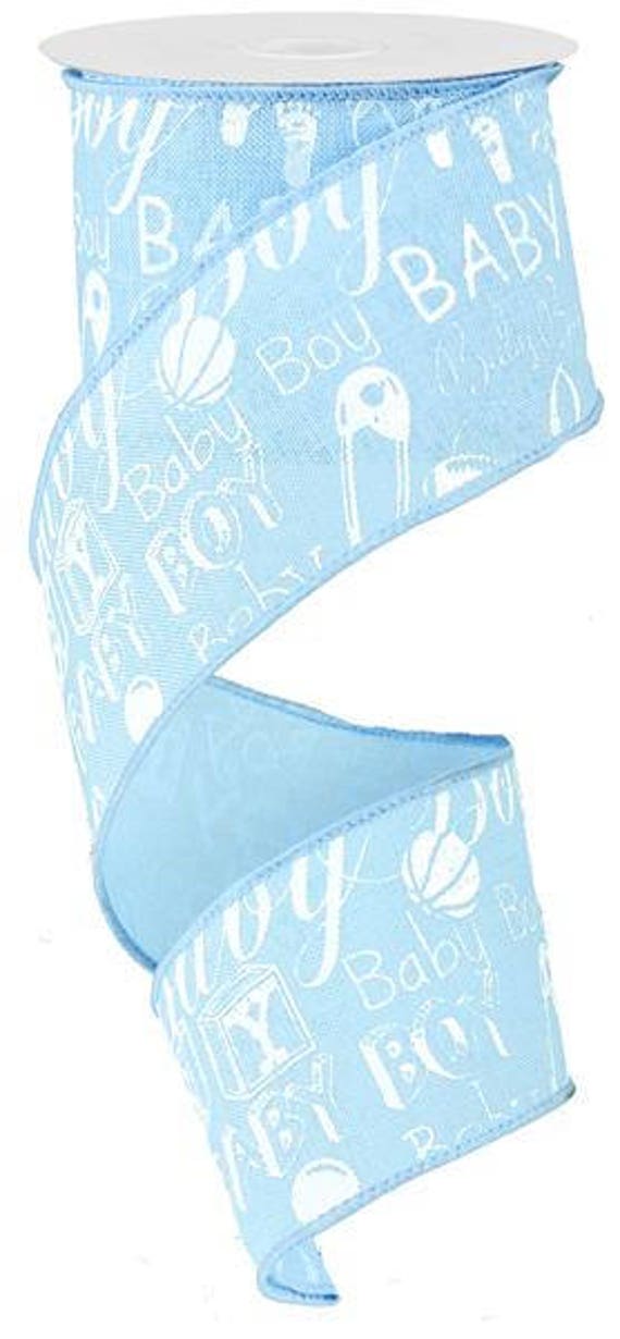 2.5 x 10yd Baby boy ribbon wired ribbon baby wired