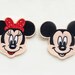 2X MINNIE & MICKEY Mouse patches custom Iron On Embroidered Applique cartoon black beige fun kid red bow dots