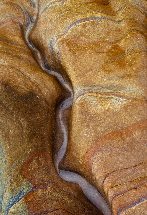 Geology art print of rock formations in sepia tone