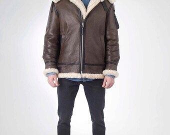 Shearling sheepskin aviator jacket