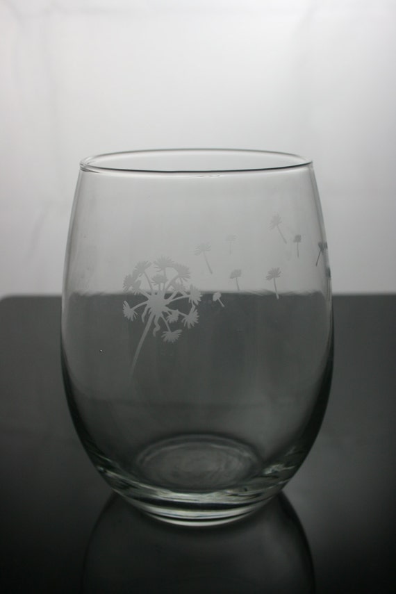 Dandelion Etched Glasses Etched Wine Glasses Customized Wine