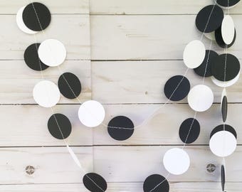 Black and White Circle Garland, Monochrome Paper Garland, Black and White Party Decor, Monochrome First Birthday, Black White Nursery Theme