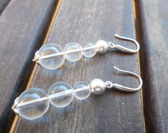 Earrings in 925 sterling silver and rock crystal