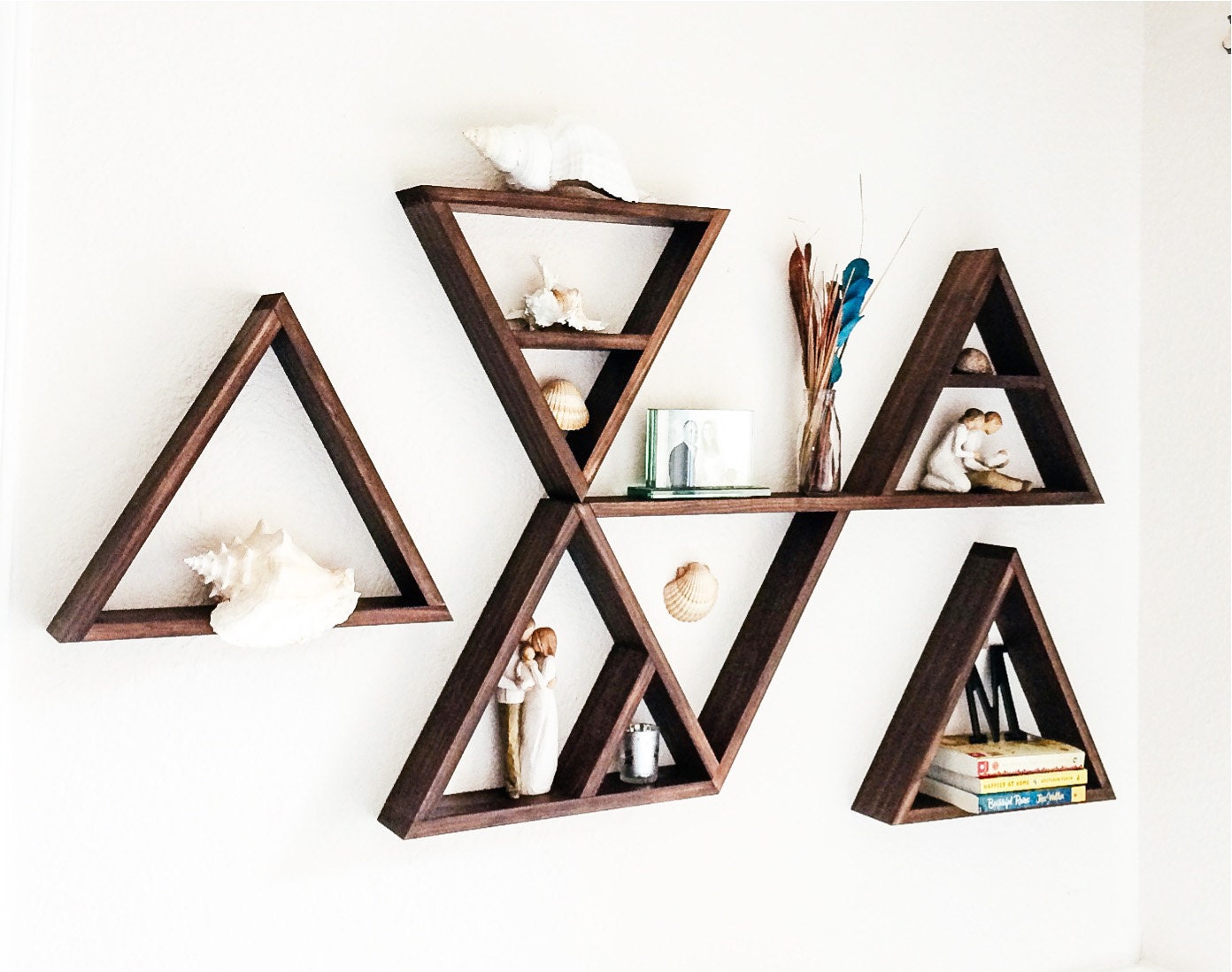 Triangle Shelves Custom Made in Choice of Stain Color