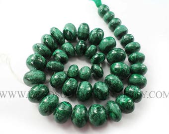 Semiprecious Gemstone Malachite Beads, Rondelle Beads Smooth, (Quality D), 10 to 14 mm, 36 cm, MA-067