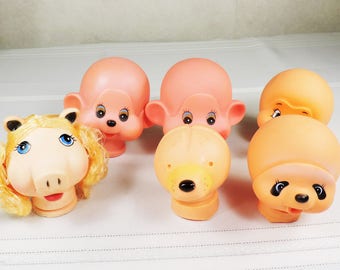 Animal Doll Heads for Reuse, repurpose, mixed media, doll making