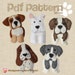 Cute plush Dogs sewing pattern set Two, instant download, felt dog, keyring, boxer, scottish terrier, great dane, saint bernard, springer