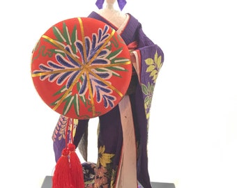 Japanese washi paper doll , Fujimusume, Washi Ningyo