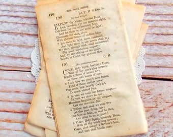 Old Hymnal Pages / 10 Pieces / Vintage Ephemera / 1800's