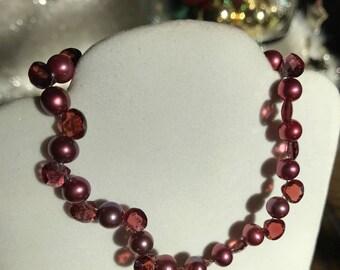 Garnet and Cranberry Pearl Bracelet