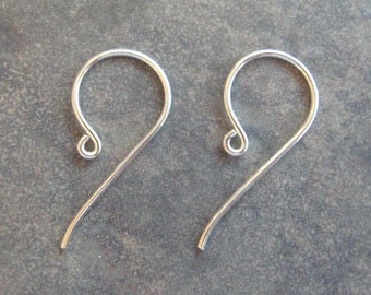Bali Sterling Silver Earwires 20 x 10mm with Loop - Shepherds Hook - Pick Your Own Bulk Price