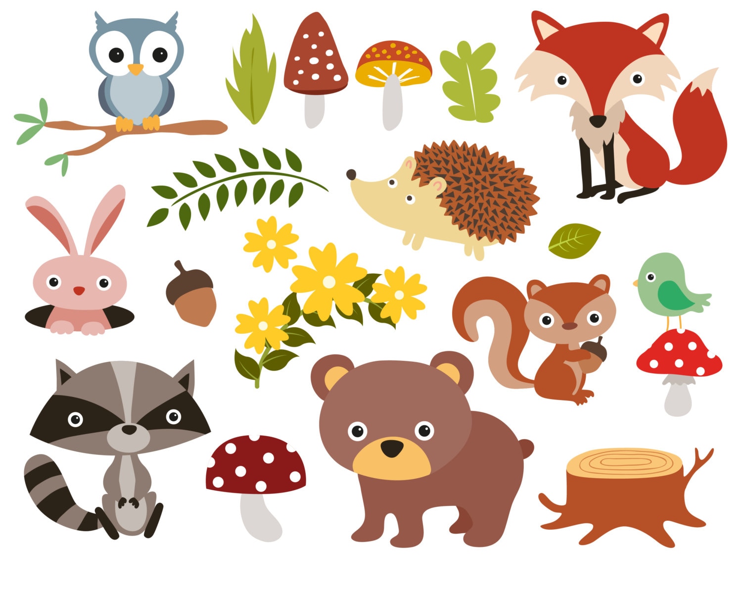 Wald Tiere Baby digitale Clipart / Wald Tiere ClipArt / Zoo