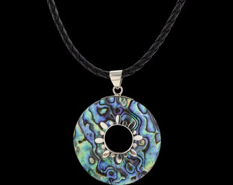 Paua Shell Pendant. Sterling Silver Abalone Necklace.